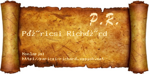 Páricsi Richárd névjegykártya